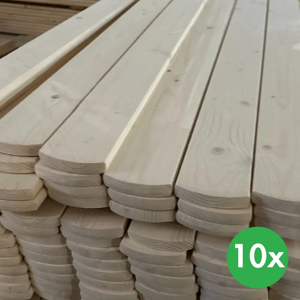 Zaunbretter, oberes Ende gerundet, 20x95x1200 mm, 10 Stk.