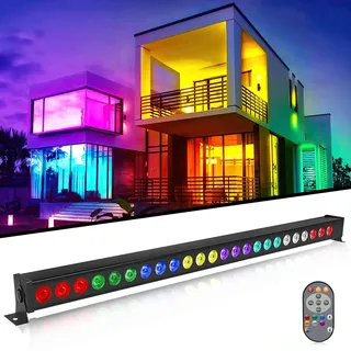 Wallwasher licht Bar, 24x3W RGBW LEDs Strahler Bühnenlicht Wall Washer Strip dmx512 Control DJ Bühnenbeleuchtung für Indoor Disco Party Kirche Geburtstag Bar Hochzeit, 1 Stück