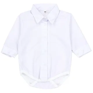 TupTam Baby Body Langarm mit Kragen – Hemdbody für Babys aus Baumwolle – Body Baby Festlich, Farbe: Weiß, 62 - 62