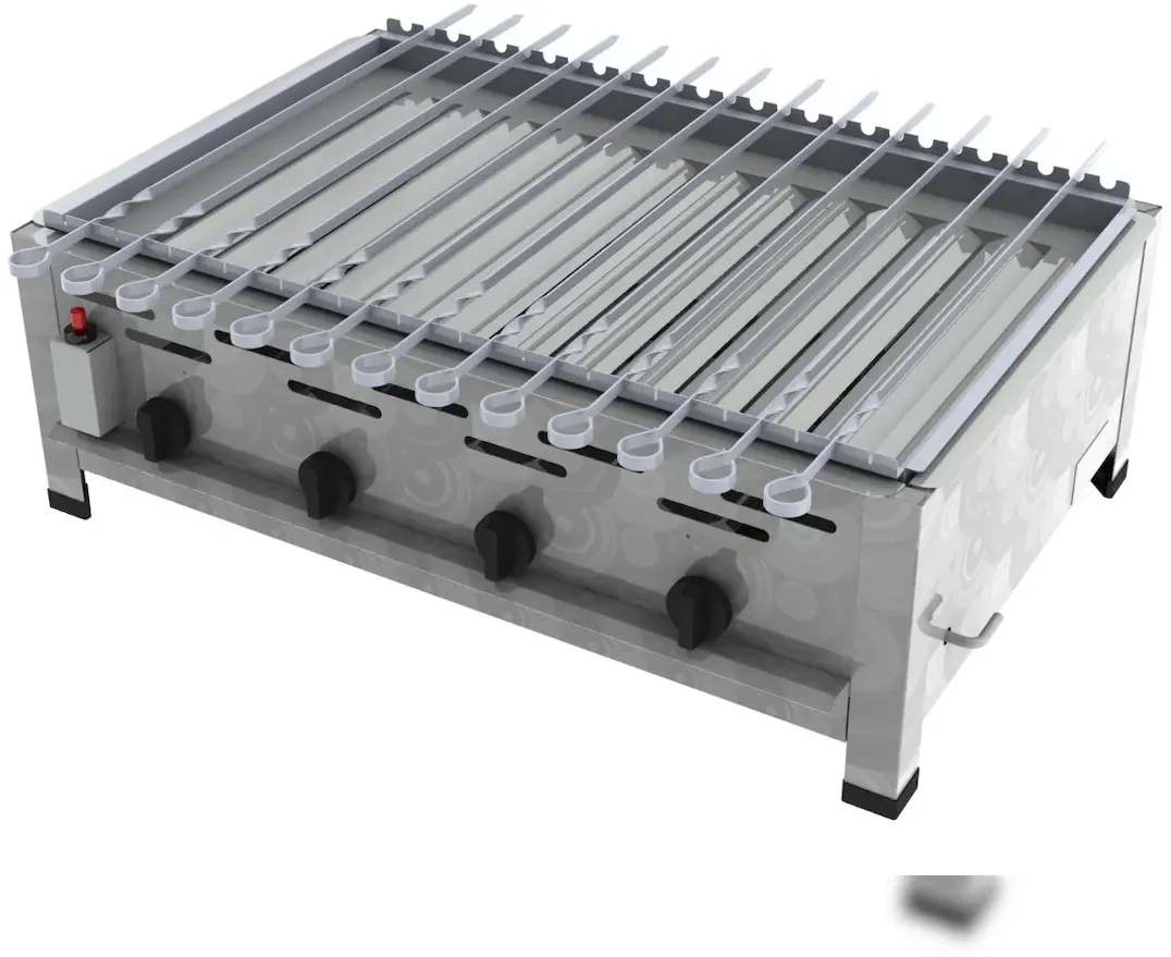 ChattenGlut Schaschlikgrill Kebabgrill 4-flammig mit Spieß Aufsatz im Mangal Style 14,7kW