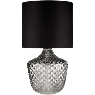 Pauleen Brilliant Jewel Tischleuchte max20W E27 Glaslampe Kristall Rauchglas/Schwarz Tischlampe 230V Glas/Stoff