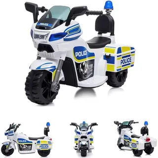 Chipolino Kinder Elektromotorrad Polizei 3 Räder Scheinwerfer Musikfunktion weiß blau