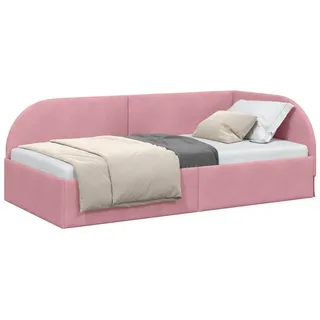vidaXL Eckbettgestell mit Kopfteil Rosa 100 x 200 cm Samt