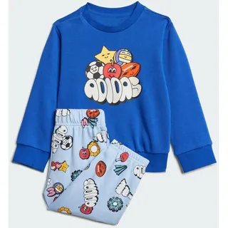 Adidas Seasonal Essentials Fun Kids Trainingsanzug weiß|blau 72-74cm 9-12M