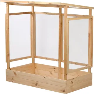 Dobar dobar® Tomatenhaus Gewächshaus aus Holz mit Rankhilfe und PVC Schutzscheiben - Naturbelassen