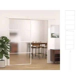 vidaXL Schiebetür ESG Glas und Aluminium mattiert 102,5x205 cm Weiß