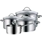 WMF Topfset Provence Plus, Edelstahl, induktionsgeeignet, mit 3 Glasdeckeln, 4-teilig
