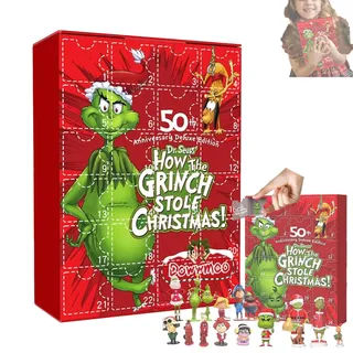 JJKTO Grinch Advent Calendar 2023,24PC Cute Cartoon Elf Figures Doll,24 Days Christmas Countdown Calendar,Christmas Countdown Calendar for Kids Adult, Xmas Vacation Stocking Stuffer Gifts Idea