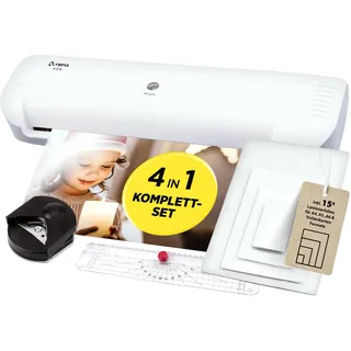 Olympia 4 in 1 Laminierset mit Laminiergerät A210 Laminierfolien Eckenrunder Schneidegerät
