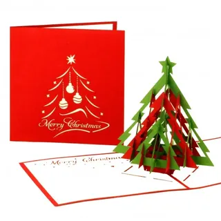 Colognecards Pop-Up Karte Tannenbaum rot (engl.)