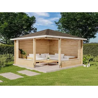Alpholz 5-Eck Gartenlaube Maik-40 Natur 425 cm x 425 cm, imprägniert