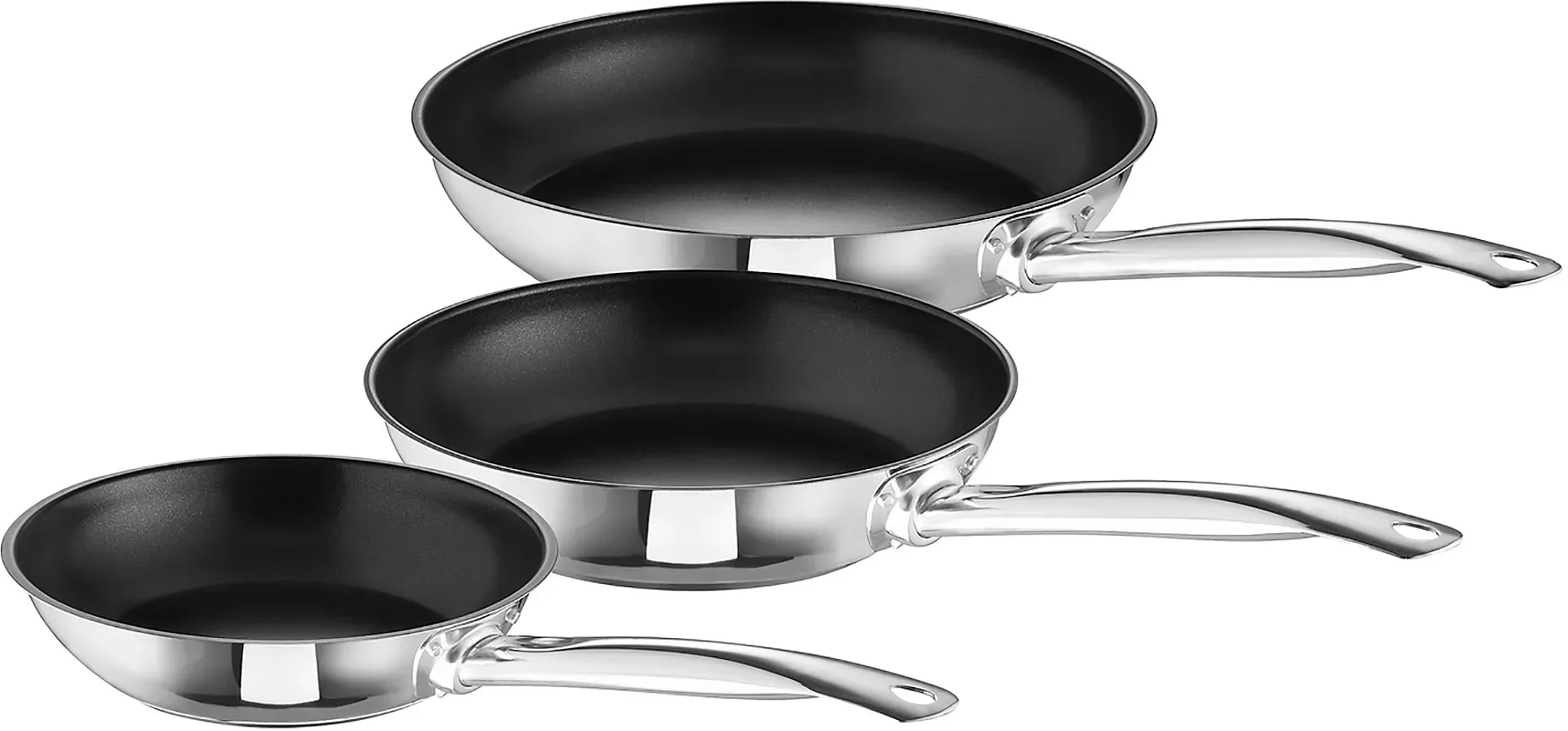 SCHULTE-UFER Bratpfannen-Trio-Set THORE 20 cm 24 cm 28 cm Edelstahl Antihaft