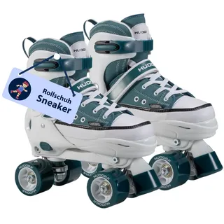 Hudora Roller Skates Sneaker in versch. Farben & Größen - Kinder Rollschuhe über 4 Größen verstellbar - Rollschuhe für Kinder & Jugendliche - Roller Schuhe mit 4 austauschbaren Innensohlen