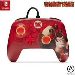 PowerA Switch Controller Enhanced wired Donkey Kong Flex (Switch, Switch OLED), Gaming Controller, Rot