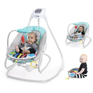 Baby Einstein Explorers Kick to It 4-in-1 musikalische Schaukel und Wippe, mit abnehmbarem Klavierspielzeug, für Kinder ab 0 Monaten und älter