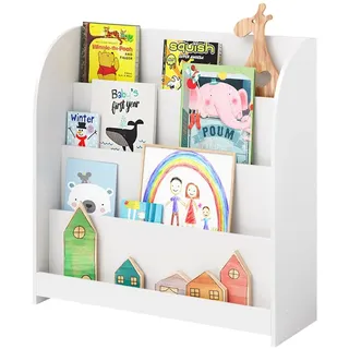 bellabino Baru Kinderbücherregal, Montessori Regal mit 4 Ablagefächern, Bücherregal Kinderzimmer, Kinderregal weiß, Maße (HxTxB): 88 x 30 x 80 cm