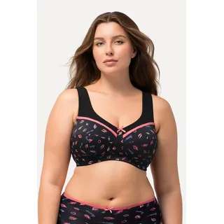 Ulla Popken Damen große Größen Übergrößen Plus Size Entlastungs-BH, Kussmund, ohne Bügel, Cup C -F schwarz 100C 823305100-100C - 100C