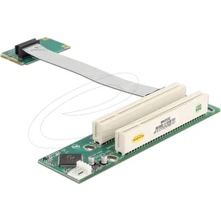 DeLock 41355 Schnittstellenkarte/Adapter Eingebaut PCI Express > 2 x PCI 32 Bit mit flexiblem Kabel links gerichtet, Mainboard Zubehör