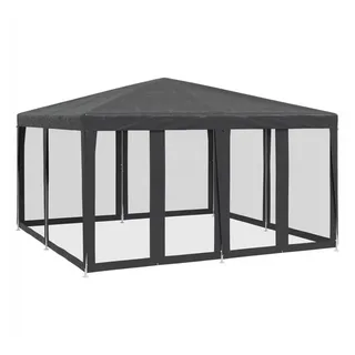 vidaXL Partyzelt mit 8 Mesh-Seitenteilen, Gartenpavillon für Party Hochzeit, Festzelt Gartenzelt Eisengestell Wasserfest UV-beständig, Anthrazit 4x4m HDPE