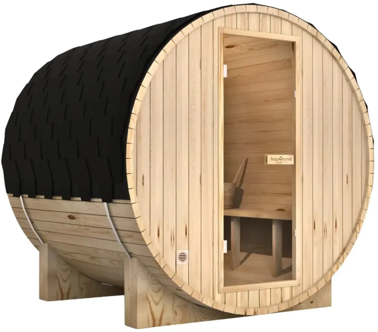 DELUKE Fasssauna Outdoor mit Elektroofen PIET für 4 Personen mit Saunazubehör Außensauna Gartensauna Saunafass Selbstmontage