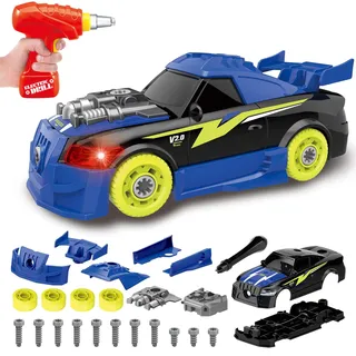 Pup Go Auseinander Nehmen Auto für Kinder 3+ Jahren, 26-teiliges Spielzeug mit Elektrische Bohrmaschine, Einfach Ihr Zusammenzubauen, Geschenke für Jungen Mädchen (4 Ersatzschrauben Enthalten)