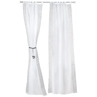 roba® Vorhang Gardinen Set, Bindebänder, halbtransparent, verschiedene Ausführungen weiß