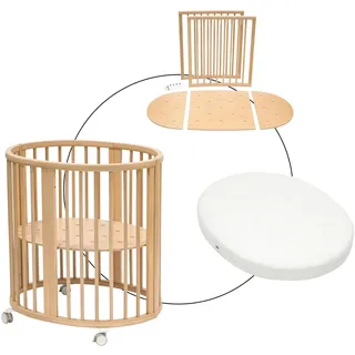 Stokke® SLEEPITM Babybett Sleepi Mini. Inkl. Umbausatz zum Kinderbett und Matratze, natur | lila