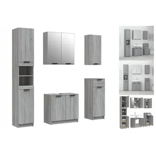 vidaXL 5-tlg. Badmöbel-Set Grau Sonoma-Eiche Holzwerkstoff