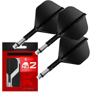 Target Darts K-Shift No.2 Integrated Flights & Shafts | K Shift Nr. 2 Flight & Shaft System, schwarz – K-Flex Intermediate Shift Spin Base, professionelles Dartzubehör