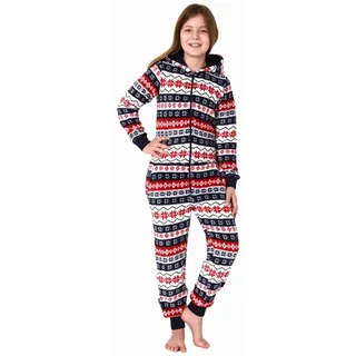 normann-wäschefabrik NORMANN Jumpsuit Overall Schlafanzug Pyjama Norweger - 70304 in rot | 164
