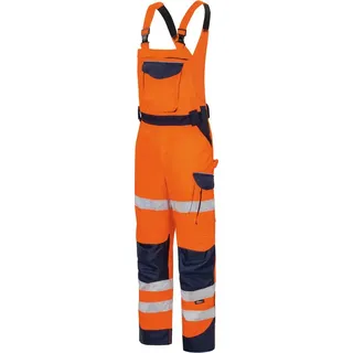 Vizwell Warnschutz-Latzhose Arbeitslatzhose Signal + Gratis Werkzeugtasche Leuchtorange-Marine Gr.42-68 (50) - 50