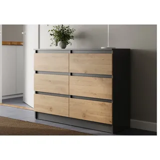 home collective Kommode 100cm breit mit Schubladen anthrazit artisan-eiche Holz Schrank mit Sideboard Highboard Anrichte Schlafzimmer Wohnzimmer Flur Büro Organizer Breite 100cm Höhe 78cm