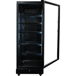 Glastürkühlschrank Getränkekühlschrank mit Glastür innen und außen schwarz - LED