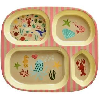 Rice Kinderteller mit 4er Einteilung Coral Ocean Print