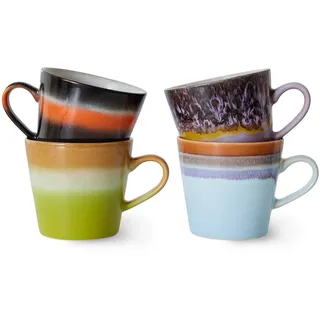 HKliving - 70's Cappuccino Tassen, 300 ml, solid (4er-Set)