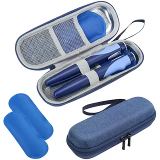 Insulin Pen Kühltasche mit 2 Kühlakku Insulin Kühltasche Diabetiker Medikamenten Tasche Insulin Pen Tasche für Unterwegs Klein Tragbare für Insulin Pen Insulinspritzen Medikamente Medizinische Blau