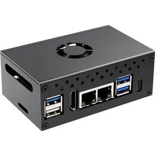 eleUniverse Orange Pi RV2 Gehäuse Metall mit Kühlventilator & Kühlkörpern (N516)