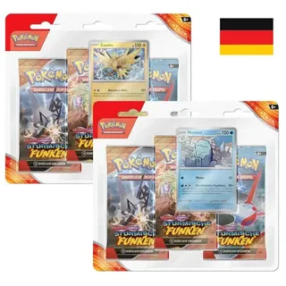 Pokémon POKEMON 45951 PKM Pokémon KP08 Drei-Boosterpack-Blister Karmesin & Purpur - Stürmische Funken