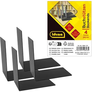 IDENA Buchstützen Metall 14 x 14 x 8,5 cm Schwarz 4 St.