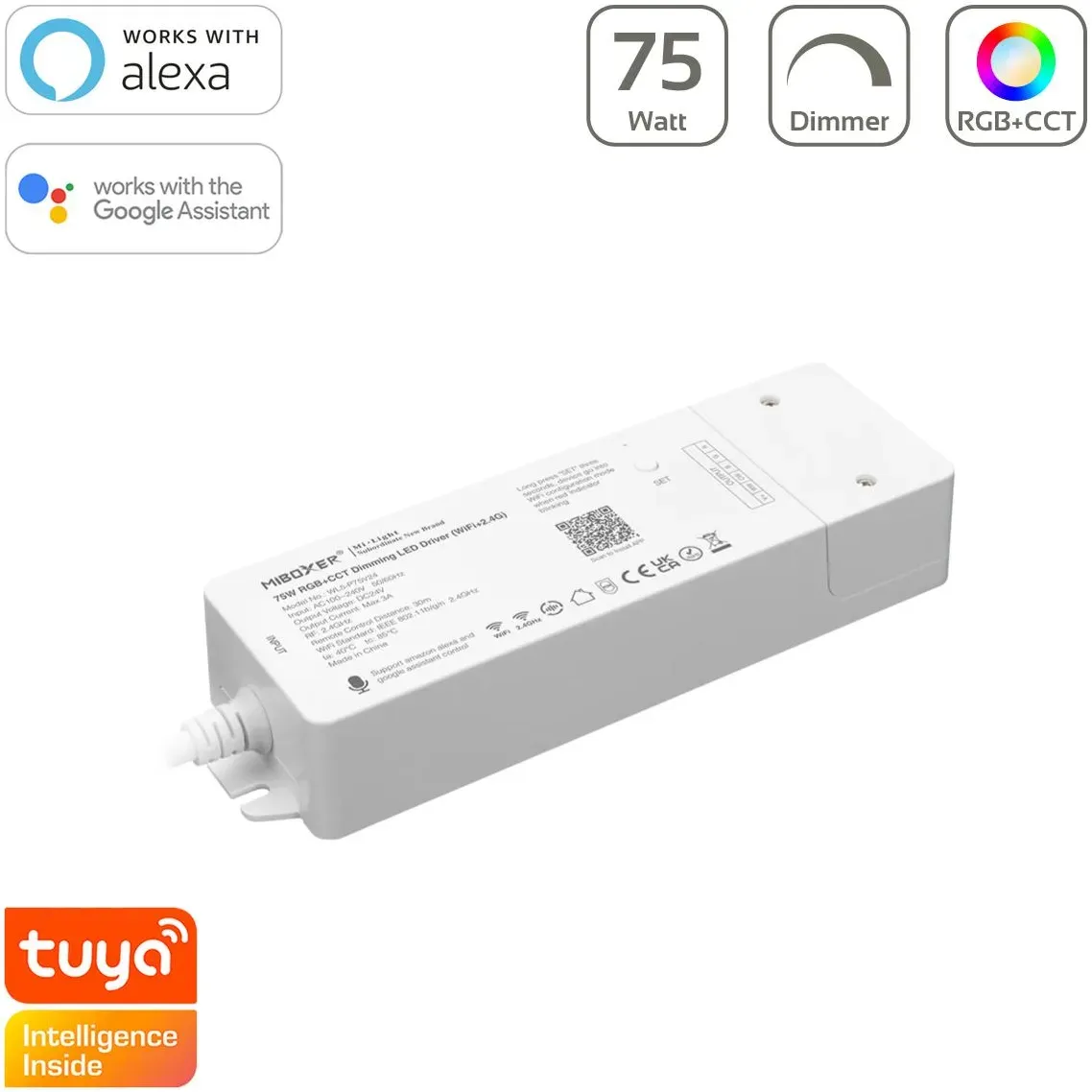 MiBoxer RGB+CCT Smart WiFi Controller Netzteil 75W Tuya Alexa Google Steuerung