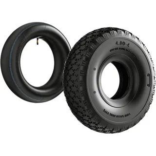 Wiltec Reifen für den Aufsitzmäher 11x4.00-4 4pr mit Schlauch und geradem Ventil Komplettrad Rasentraktor