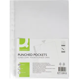 Q-Connect KF14842 Prospekthüllen, A4, 100 Stück glasklar, 0.15 mm