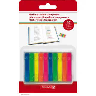 Brunnen 1055886 Markierstreifen (Neonfarben transparent, rückstandfrei ablösbar, 200 Markierstreifen)