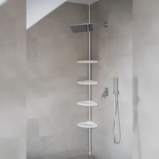 KS Handel 24 Badregal Teleskopregal 3 Böden Weiss 70-200 cm lang Eckregal Duschablage Duschregal