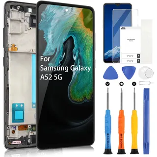 LCD Display für Samsung Galaxy A52 5G Display für Galaxy A52 5G A526B A526W A526U Touchscreen Digitizer Assembly mit Reparatur Set (Schwarz mit Rahmen, Nicht für A52 4G, ohne Fingerabdruck Unlocking)