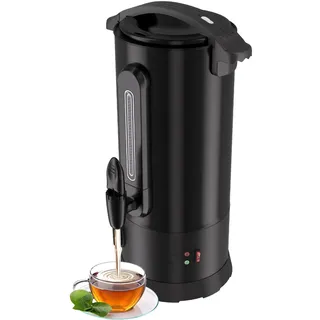 vkechh Glühweinkocher 10L / 1800W, Einkochautomat aus Edelstahl Glühweinkessel Glühweinautomat Heißgetränkeautomat Temperatur von 30-110°C Heißwasserspender Schwarz