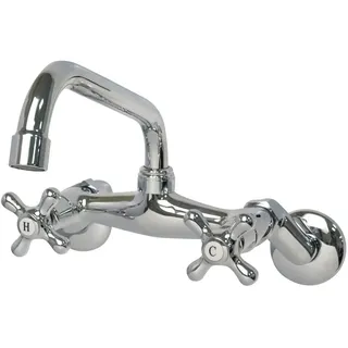 Wasserhahn Wandmontage Küchenarmatur Nostalgie Zweigriff Wandarmatur Auslauf ...