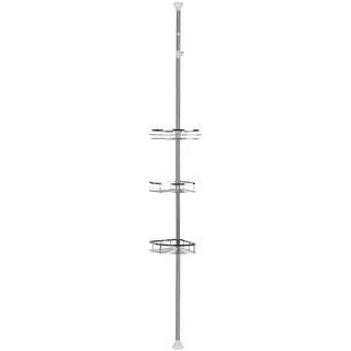 Teleskop-Duschregal aus Metall, Eckregal, Badezimmerregal, Teleskop-Duschregal, Wandregal, 3 Ebenen, Edelstahl, 31 x 22 x 110 – 280 cm