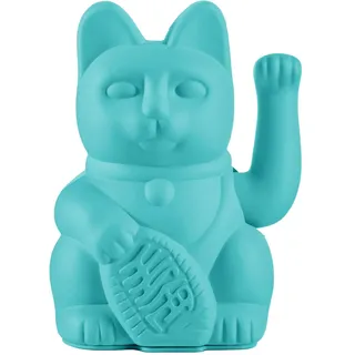 DONKEY Winkekatze Türkis – Einfarbige Glückskatze als Symbol für Freundschaft – Design-Dekofigur aus Kunststoff – ca. 15 cm – Maneki Neko für Geschenk & Zuhause