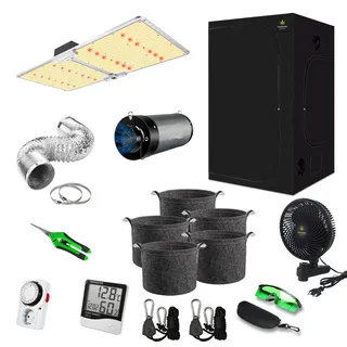 canna4home GrowBox Komplettset 100 x 100 x 200 cm schwarz Anbau Set Gewächshaus